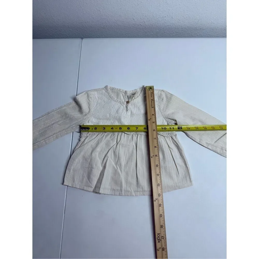 Carter’s Baby Eyelet Seersucker Top Long Sleeve Cotton Cream Size 2T